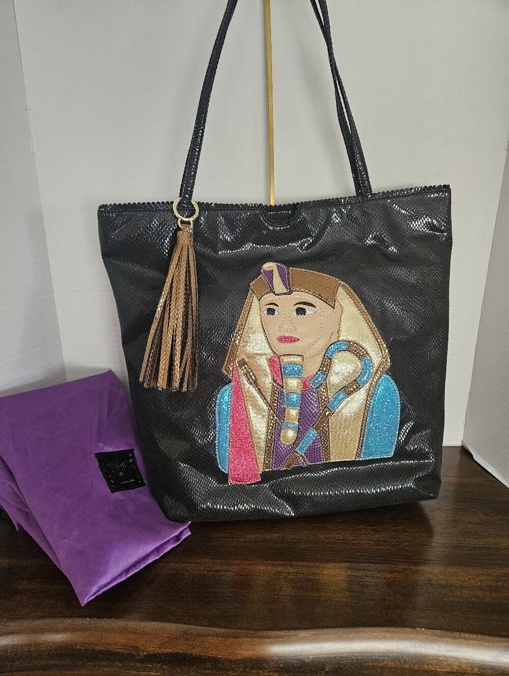 Sharif Studio Egyptian Pharaoh Appliqué Tote Bag w/ Dust Bag – Rare Bag.